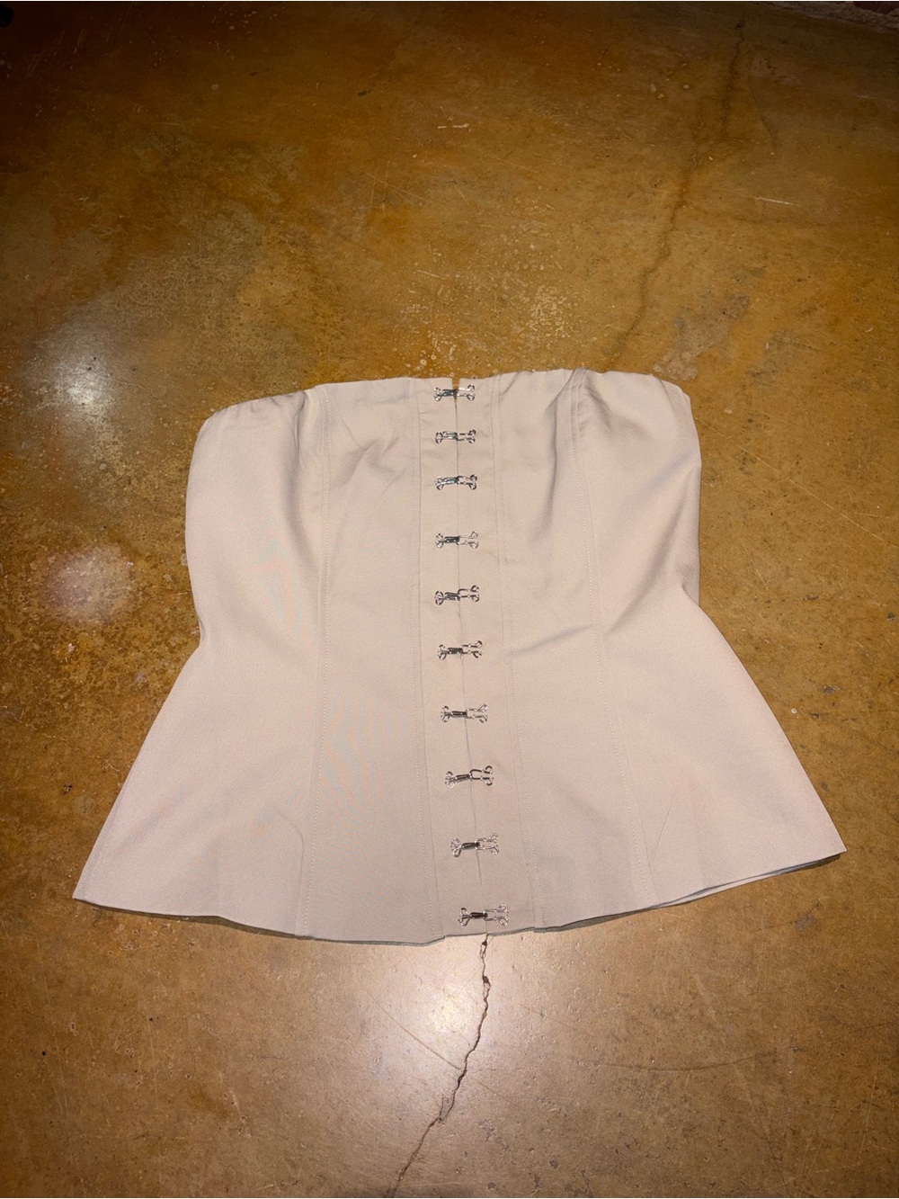 Fashion Nova Strapless Peplum Bustier Top - Light Cream